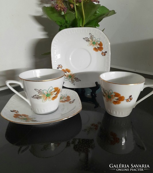 Polish porcelain coffee sets with a flower motif - faulty