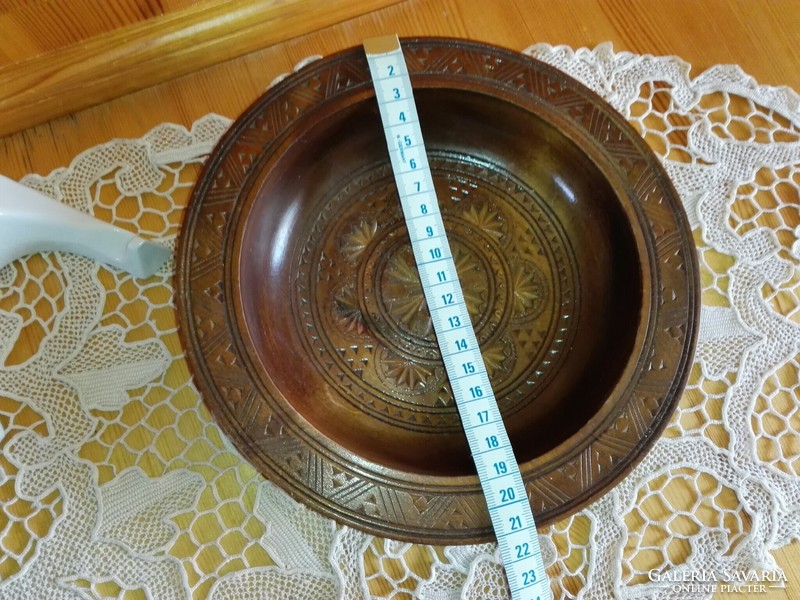 Carved wooden plate, mandala pattern...