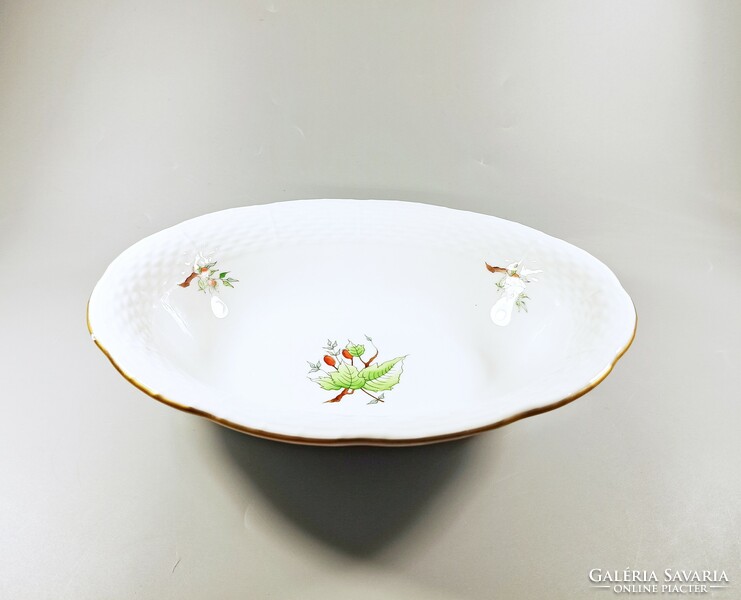 Herend, large oval salad bowl with rosehip pattern, perfect! (J348)