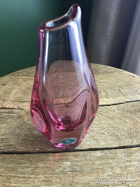 Old Miroslav Klinger Czech crystal ornament glass vase