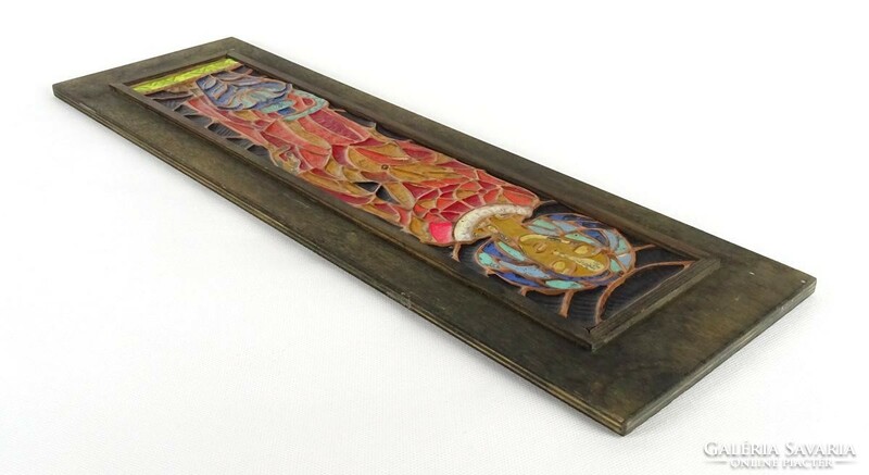 1K706 hammered painted copper sheet relief 50 x 15 cm