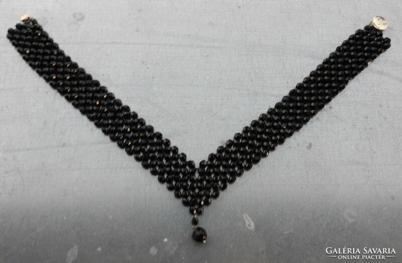 Antique black faceted multi-row black collars