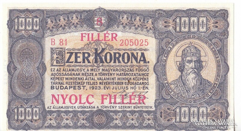 Magyarország 1000 korona / nyolc fillér REPLIKA 1923