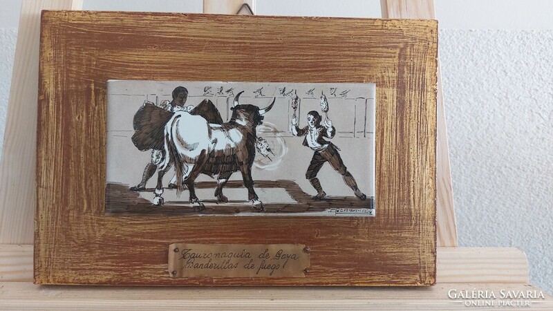 (K) bullfight scene painting 30x20 cm full size