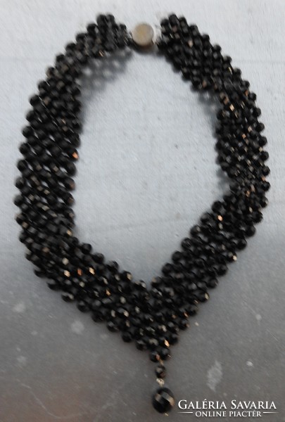 Antique black faceted multi-row black collars