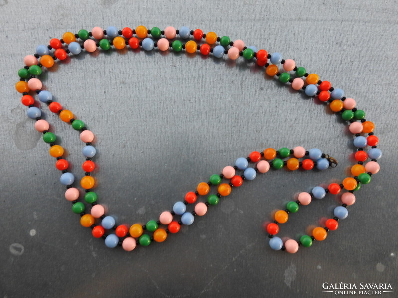 Old multicolored cheerful string of beads - long necklace