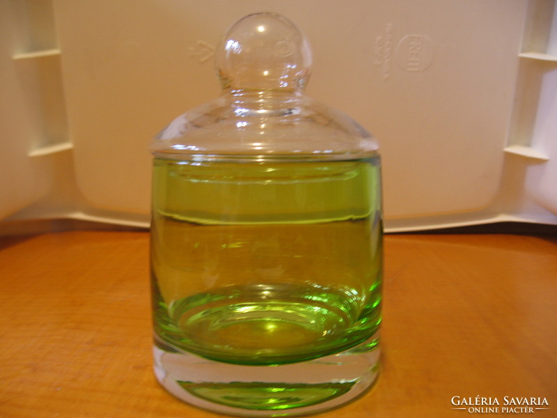 Heavy crystal green glass, ice, sugar holder