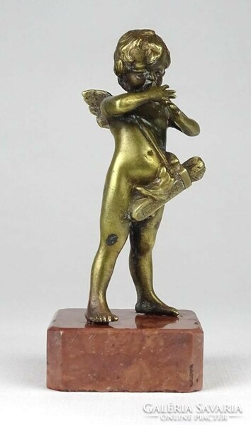 1K887 antique copper cupid statuette on pedestal 11.5 Cm