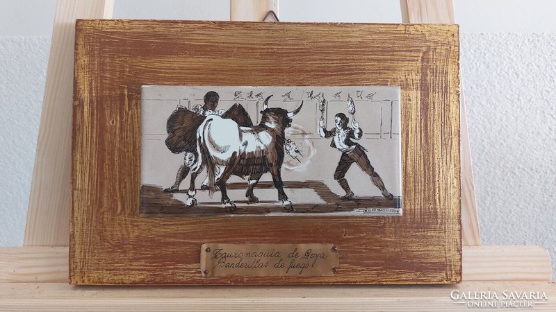 (K) bullfight scene painting 30x20 cm full size