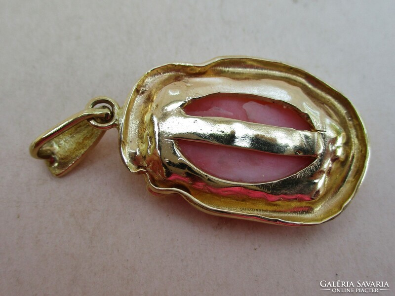 Special handmade gold pendant, noble coral with rose 7.5g, sale!!!