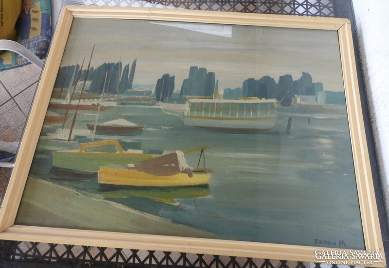 SZABÓ MIKLÓS 1914 - 1995 - Csónakok- festmény