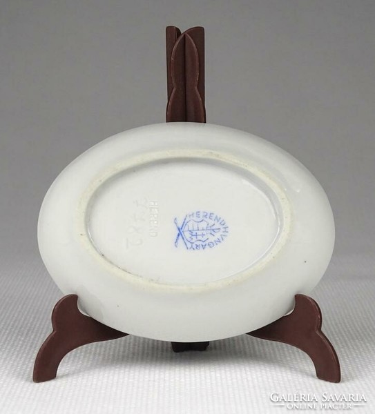 1K856 Herend porcelain ashtray with green Indian basket pattern