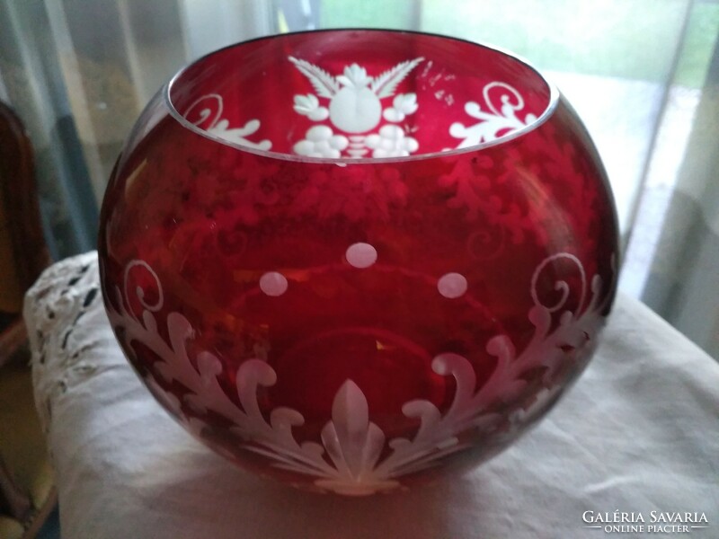 Purple stained antique sphere vase or candle holder