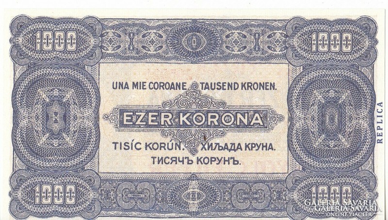 Magyarország 1000 korona / nyolc fillér REPLIKA 1923