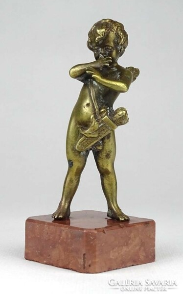 1K887 antique copper cupid statuette on pedestal 11.5 Cm