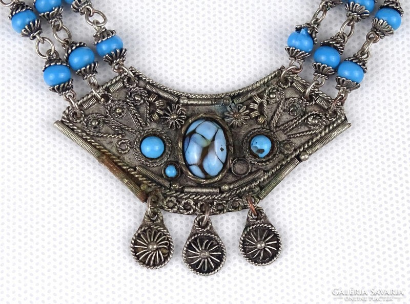 1K908 fashionable bizsu women's necklace with filigree necklaces with turquoise stones