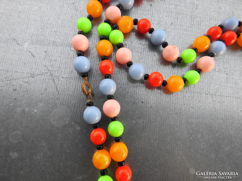Old multicolored cheerful string of beads - long necklace