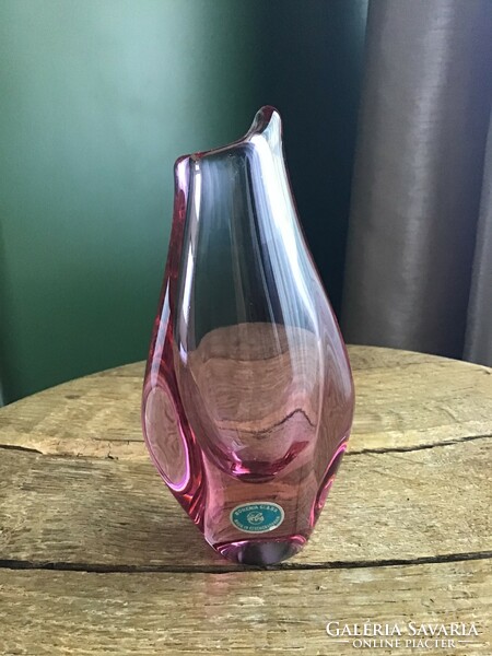 Old Miroslav Klinger Czech crystal ornament glass vase