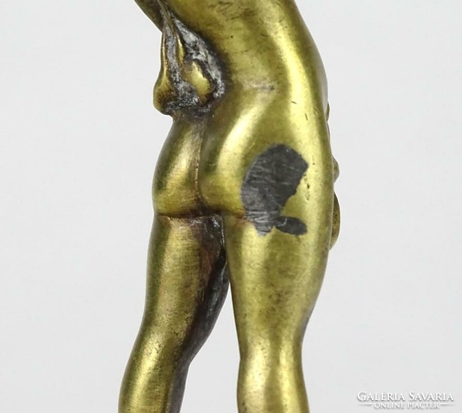 1K887 antique copper cupid statuette on pedestal 11.5 Cm