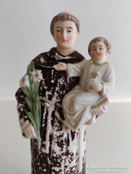 Régi porcelán Szent Antal figura St. Antonius vallási szobor kegytárgy