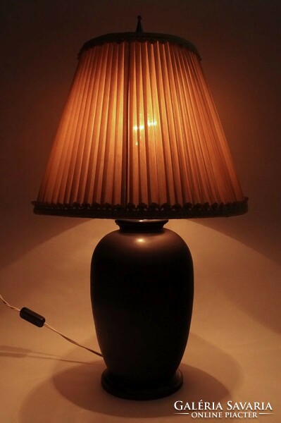 1K881 old black ceramic table lamp 70 cm