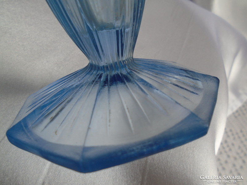 Aqua blue glass vase. Its height is 20 cm.