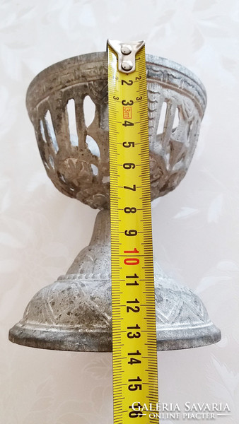 Old iron lamp base in Art Nouveau nature with openwork vintage base iron plate