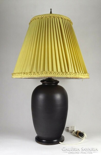 1K881 old black ceramic table lamp 70 cm