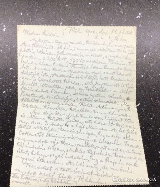 Letter from his son to Professor Kálmán Csiky.