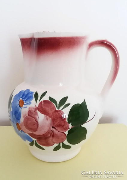 Old granite jug with floral spout 19 cm