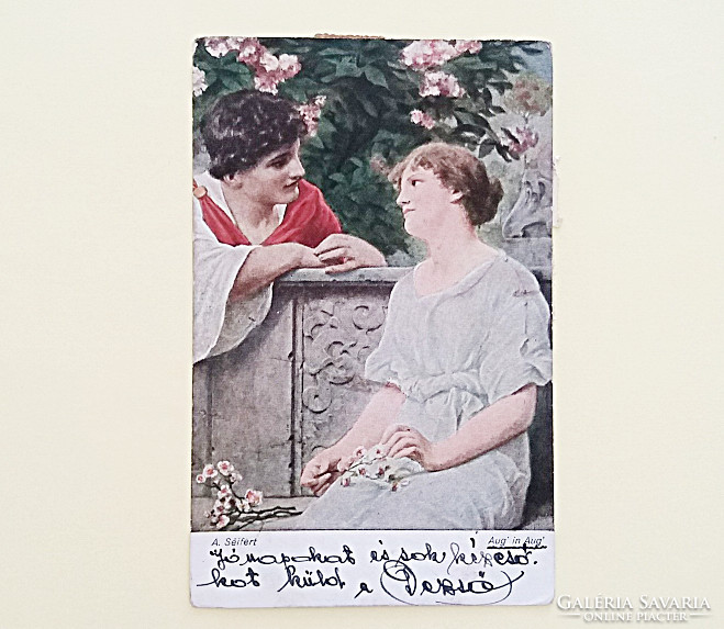 Old postcard 1921 a. Seifert romantic couple postcard