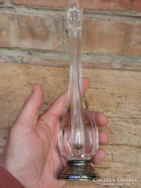 Glass vase with Spanish silver base