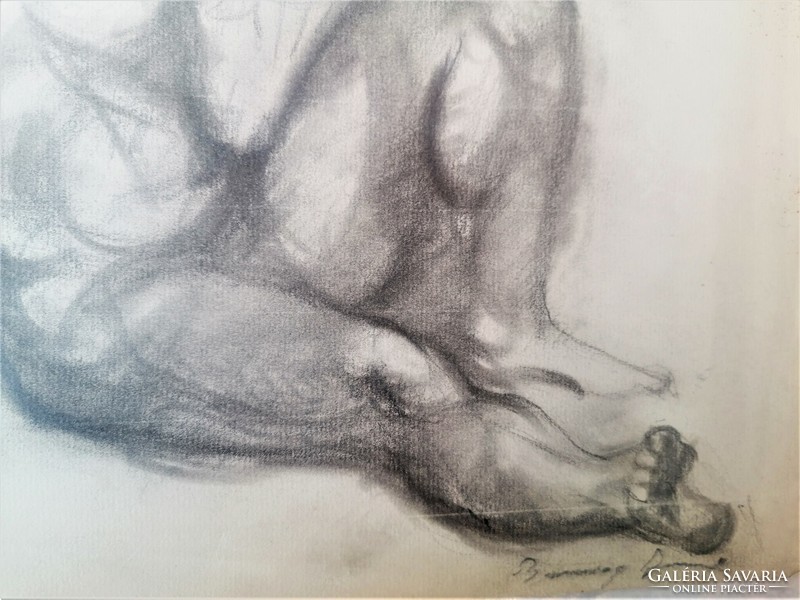 Study drawing signed by Jenő Barcsay
