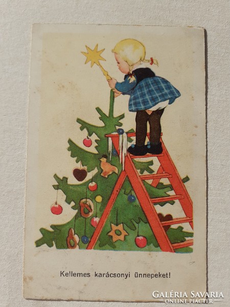 Old Christmas postcard 1940 postcard