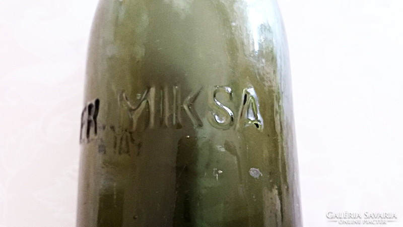 Régi sörös üveg Patzauer Miksa feliratos zöld palack sörösüveg
