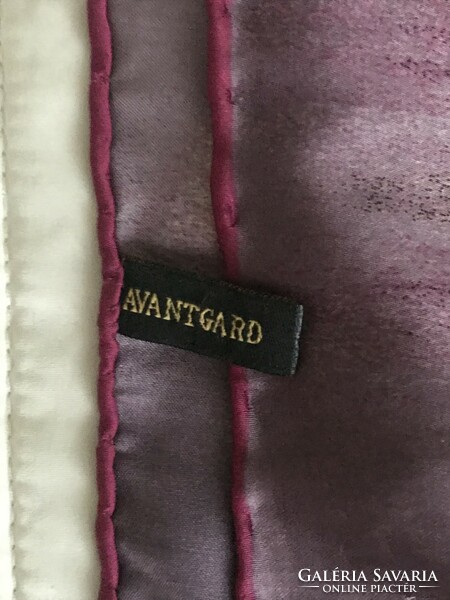 Avantgard brand scarf with rosette and colorful stripe pattern, 89 x 89 cm