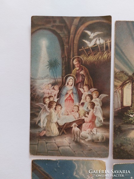 Old mini holy image religious image jesus manger holy family christmas angels 6 pcs