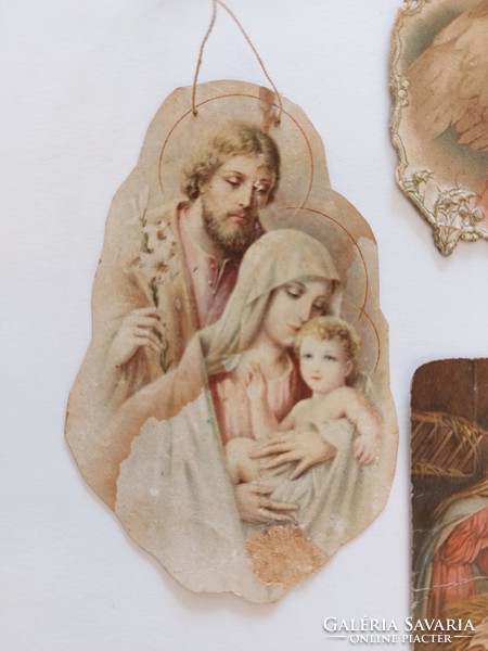 Old mini holy image religious image jesus manger holy family christmas angels 4 pcs