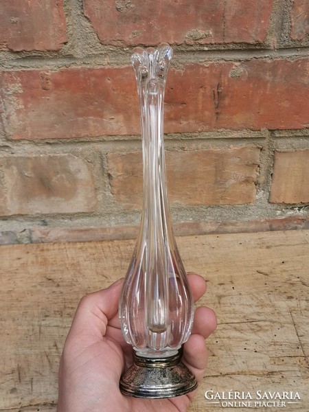 Glass vase with Spanish silver base