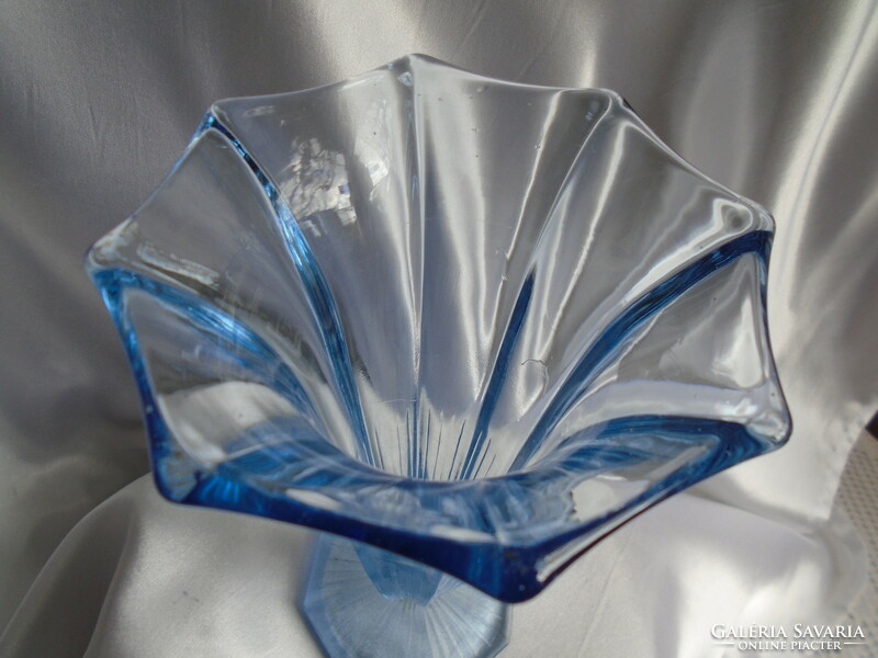 Aqua blue glass vase. Its height is 20 cm.