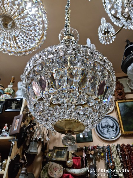 Renovated crystal basket chandelier