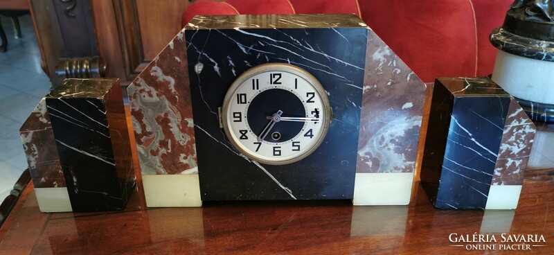 Art-deco table clock set