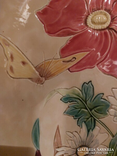 Secession faience decorative bowl. Huge, beautiful piece!