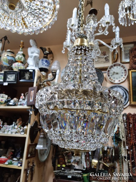 Renovated crystal basket chandelier