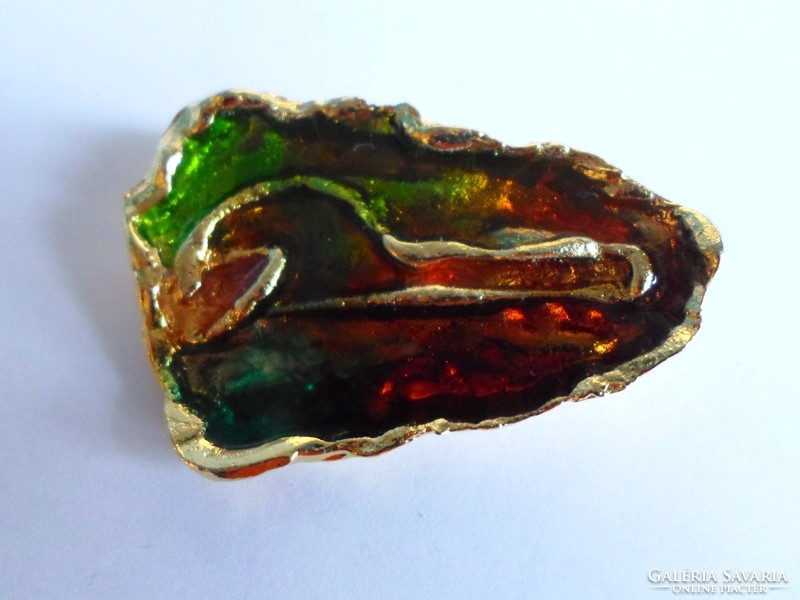 Fire enamel brooch