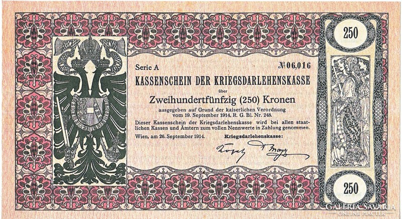 Ausztria 250 korona 1914 REPLIKA UNC