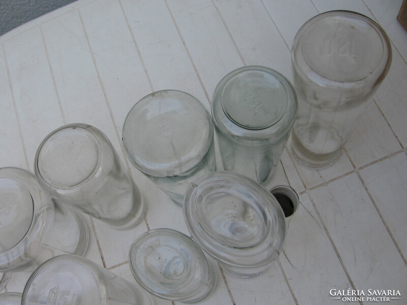 Pack of 11 old, retro preserves, frosted glass