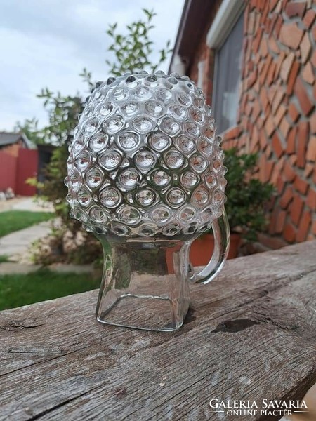 Gyönyörű  Zempléni huta üveg üveg bütykös rücskös  kancsó vizeskancsó limonádés kancsó , Gyűjtői