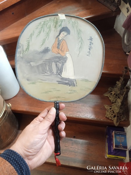 Old Japanese - Chinese hand-painted fans, excellent for collectors.