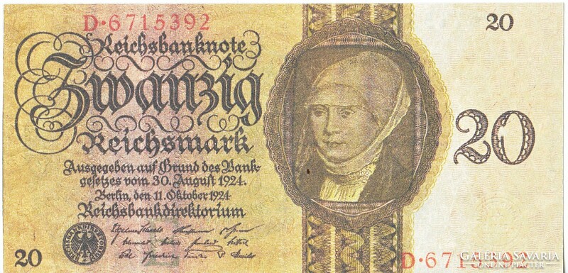 Németország 20 márka 1924 REPLIKA UNC